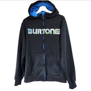 Burton Dryride Full Zip Hoodie Jacket Mens Medium Plaid Logo Pockets Black